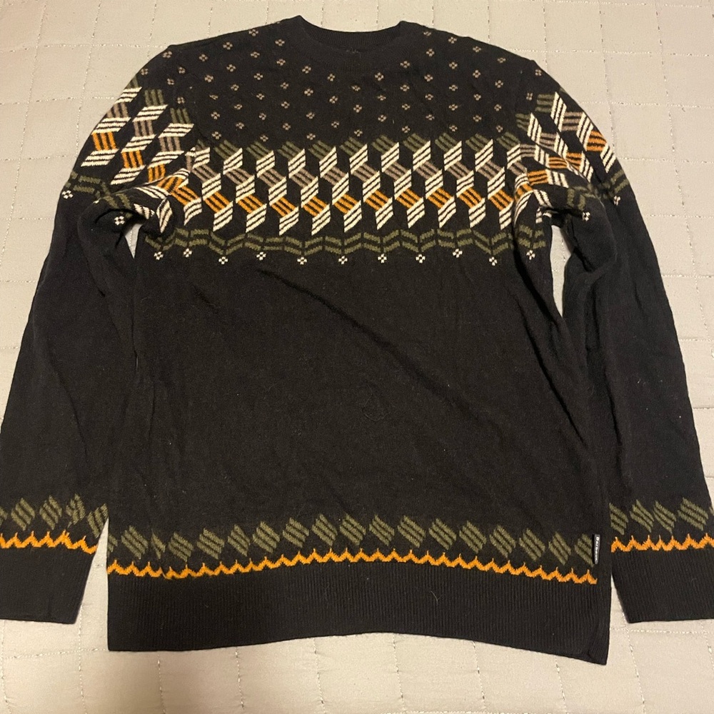 Barbour Black Crewneck Sweater with Geometric Pattern